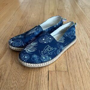 Vionic Beach Laguna Pismo Coral Blue Canvas Slip On Shoes Women's Size 6